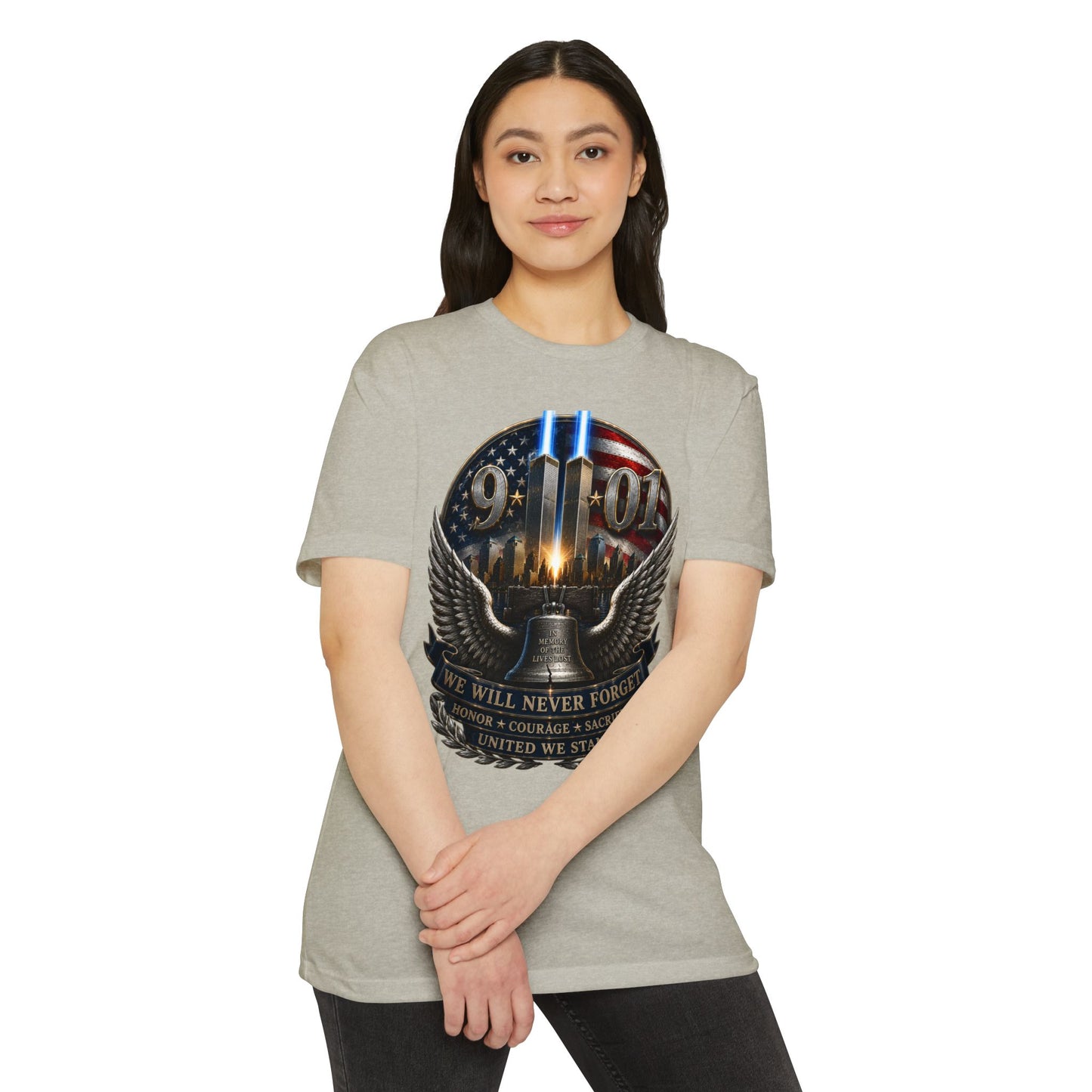 9/11 Never Forget Memorial T-Shirt — Twin Towers Tribute Tee