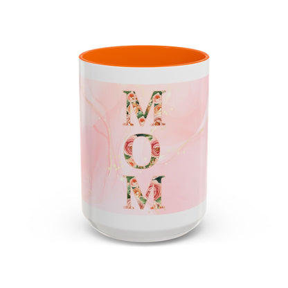 Mom Floral Accent Coffee Mug – Pink Rose Mother's Day Gift (11/15 oz)