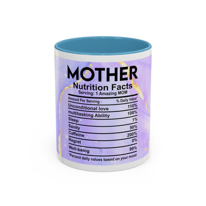 Mother Nutrition Facts Coffee Mug — Floral “Amazing Mom” 11/15oz Accent Mug