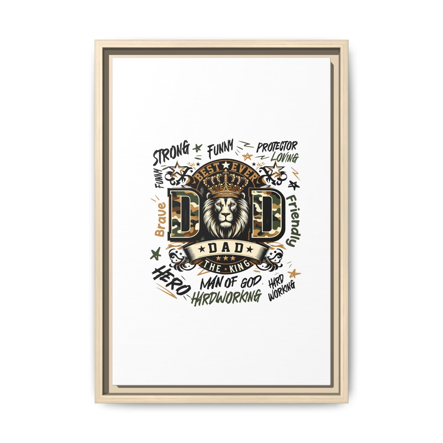 Framed Matte Canvas 'Best Ever DAD' Wall Art – Lion King Design, Father’s Day Gift