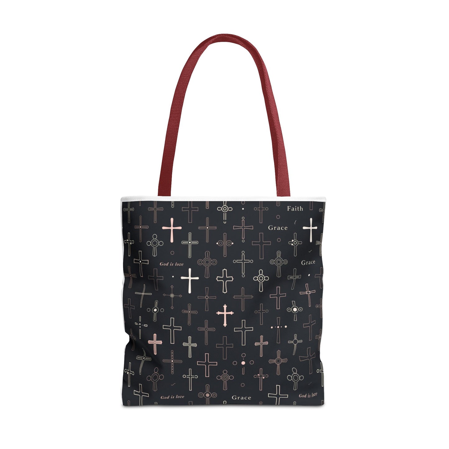 Cross Pattern Tote Bag — Faith & Grace Religious All-Over Print Tote