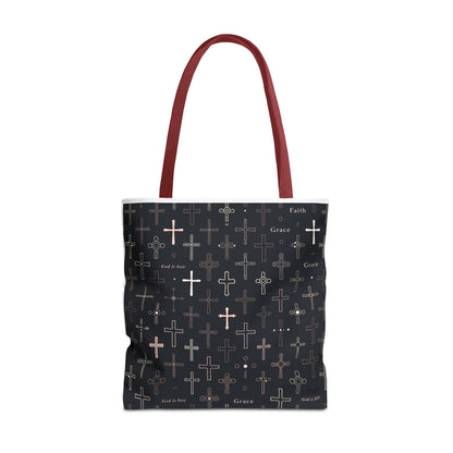 Cross Pattern Tote Bag — Faith & Grace Religious All-Over Print Tote