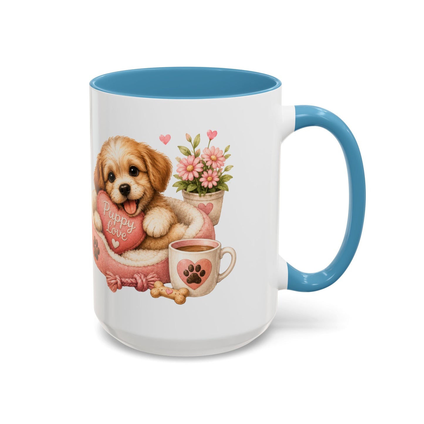 Puppy Love Coffee Mug — Cute Dog Heart Accent Mug (11/15oz)