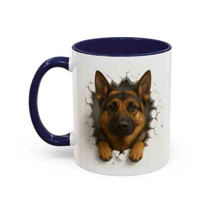 German Shepherd Coffee Mug — "Peek-a-Buddy" Accent Dog Mug (11/15oz)
