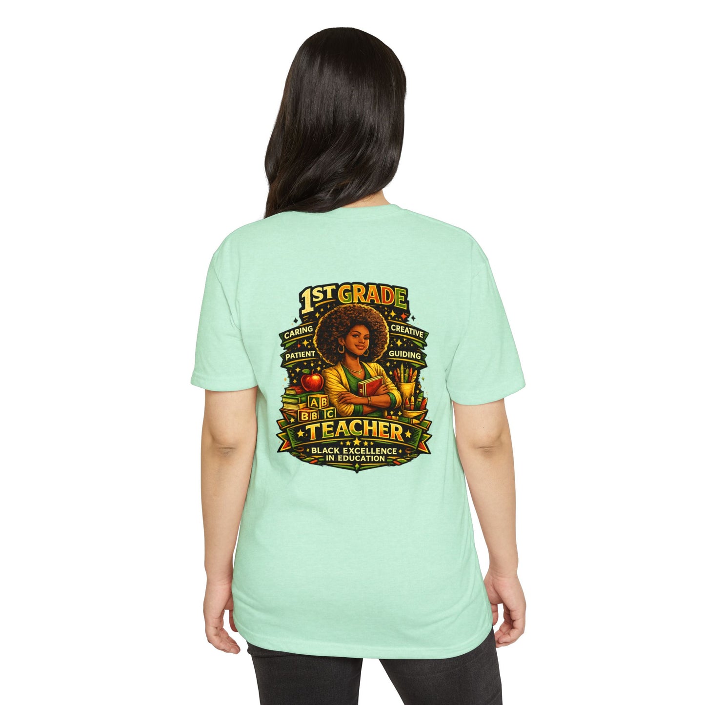 1st Grade Teacher T-Shirt — Black Excellence in Education Tee
