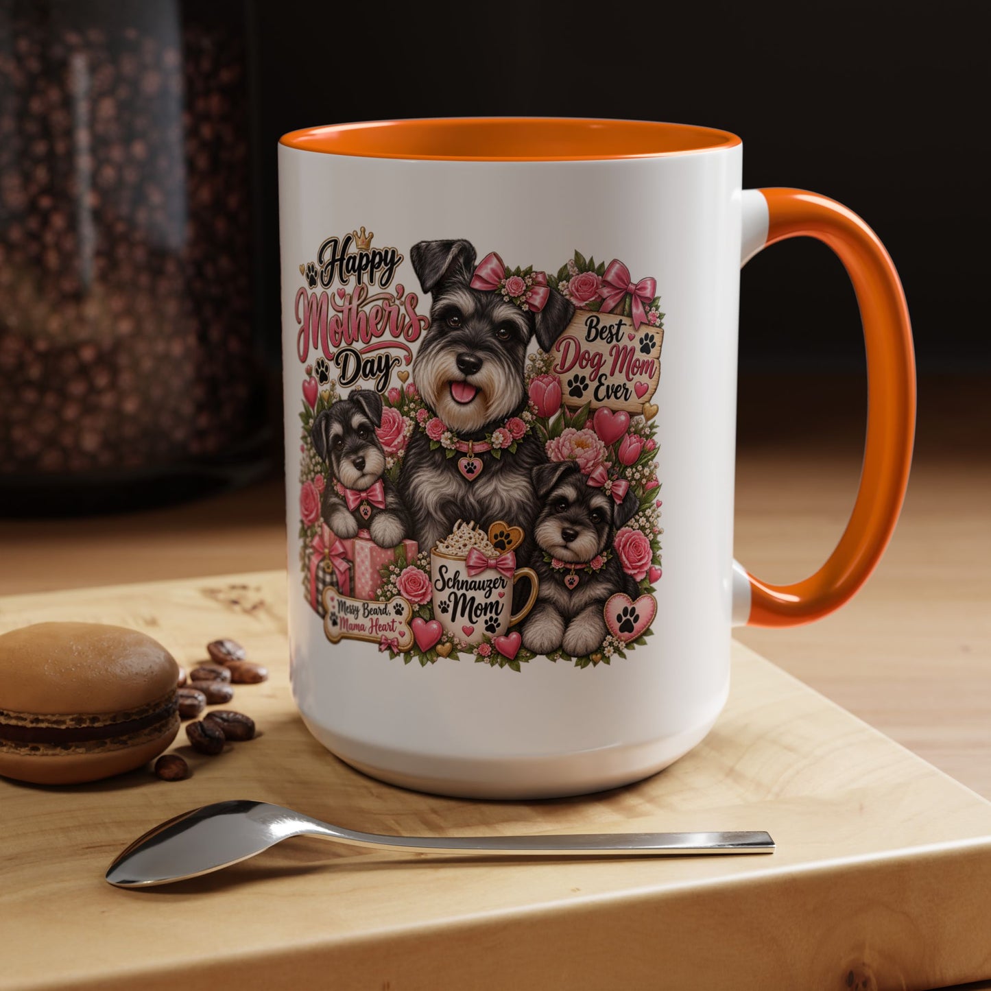 Mother's Day Schnauzer Coffee Mug — "Best Dog Mom Ever" Accent Mug (11/15oz)