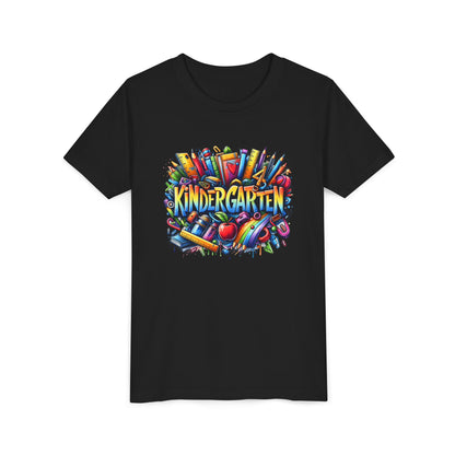 Kindergarten Colorful School Supplies Youth Tee — Back-to-School Kids T-Shirt