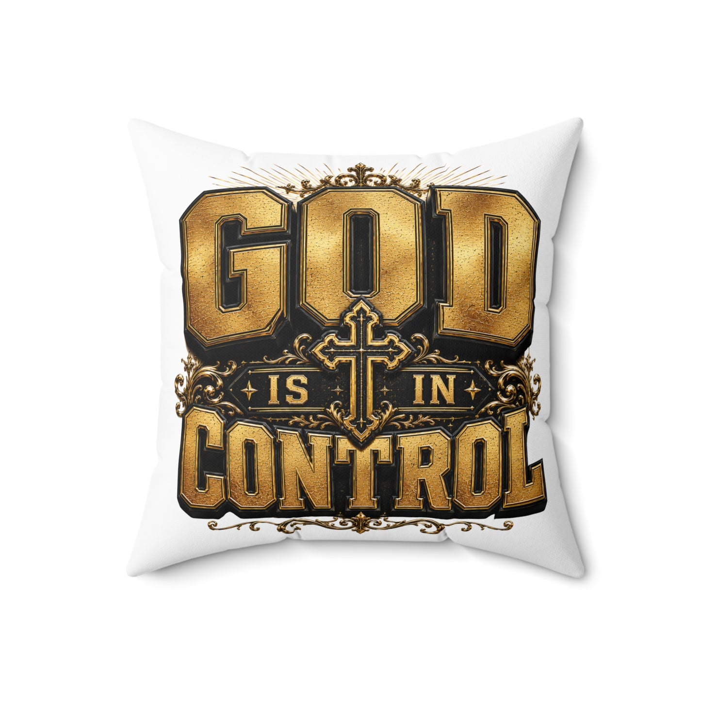 God Is In Control Decorative Pillow — Faith Christian Square Throw Pillow