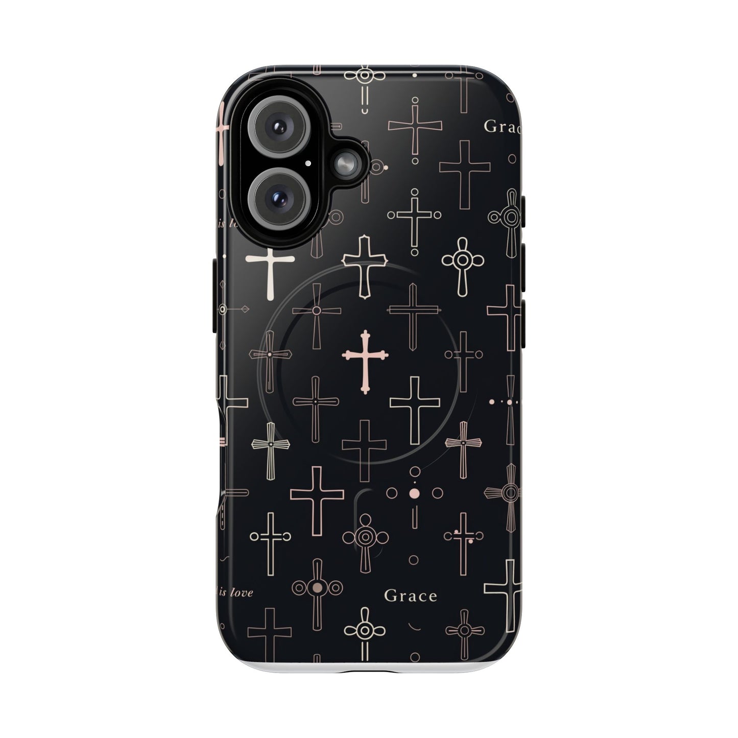 Magnetic Phone Case — Black Crosses "Grace" Protective Cover