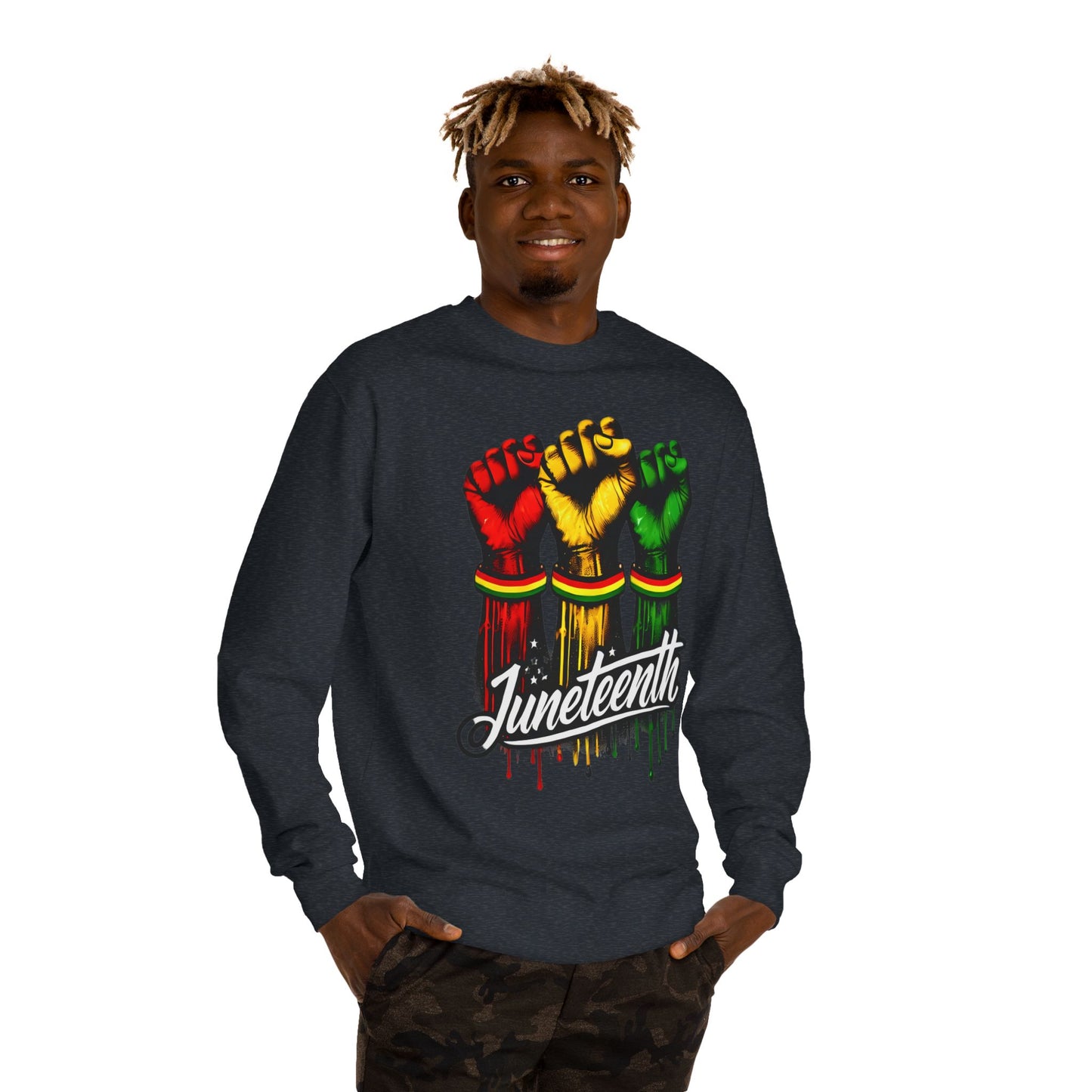 Juneteenth Fist Sweatshirt – Black Power Red Yellow Green Pride Crewneck
