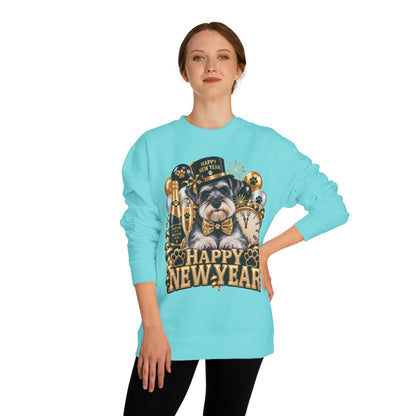 Happy New Year Dog Sweatshirt — Festive Paw Print NYE Crewneck