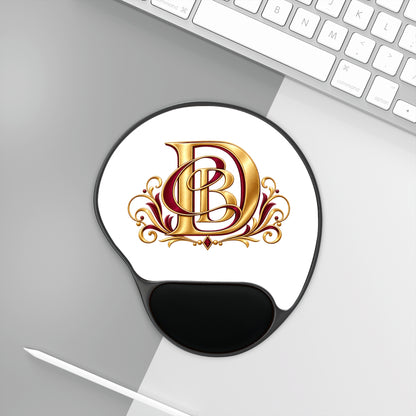 Gold Monogram D Mouse Pad with Ergonomic Wrist Rest