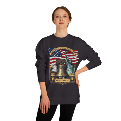 Liberty 250th Anniversary Sweatshirt — USA Flag, Statue of Liberty & Liberty Bell Design