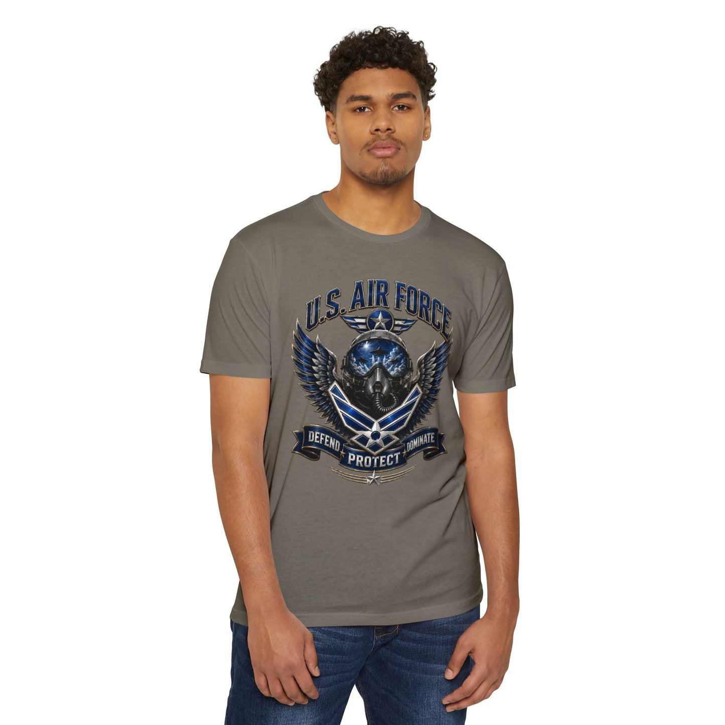 U.S. Air Force Skull Wings T-Shirt — Defend Protect Dominate Military Tee