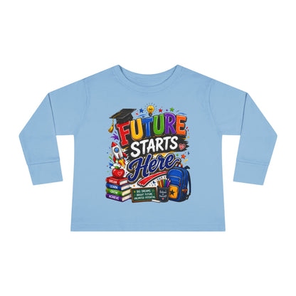 Toddler Long Sleeve Tee - "Future Starts Here" Back-to-School Shirt