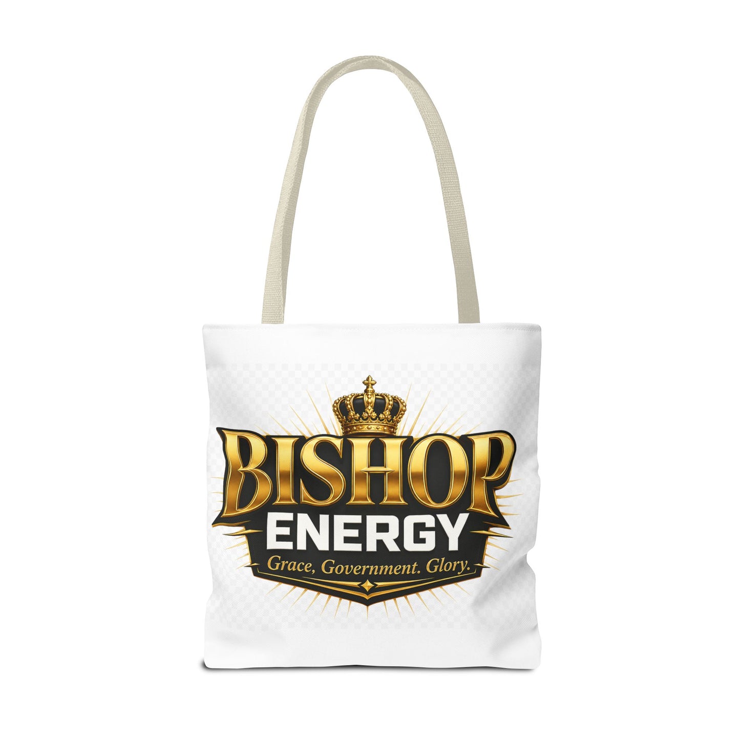 Bishop Energy Tote Bag — Gold Crown Logo Tote for Church Leaders & Faith Events