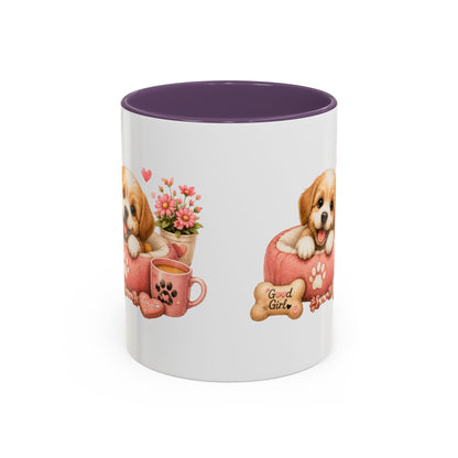 Cute Puppy Coffee Mug — Adorable 'Good Girl' Dog Design, Accent 11/15oz