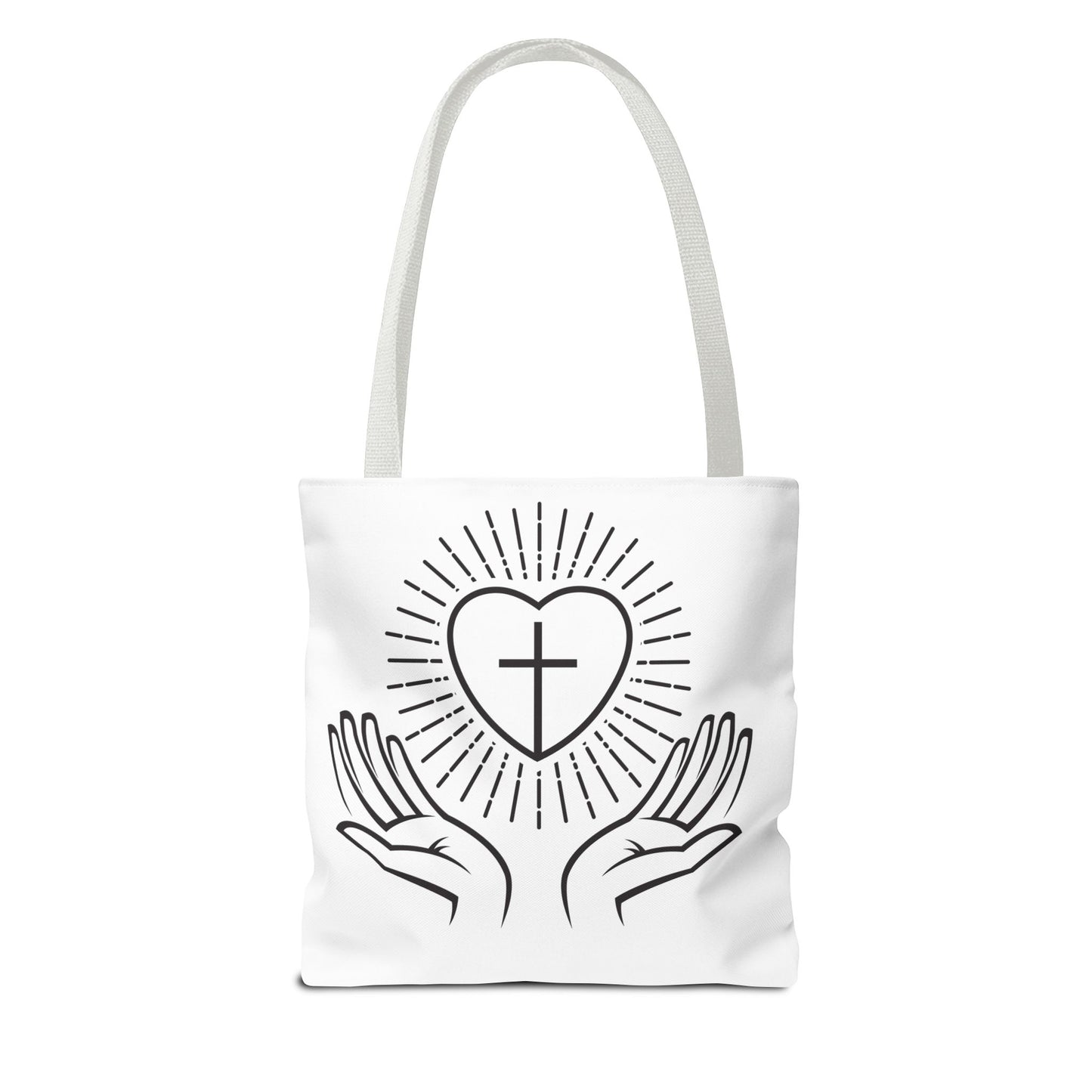 Christian Prayer Tote Bag — Heart & Cross Design