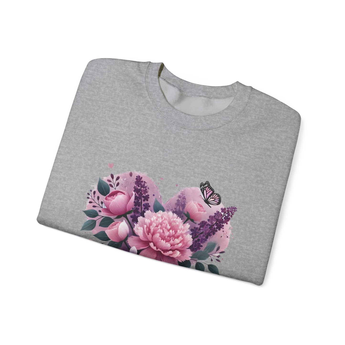 Mother's Day Floral Crewneck Sweatshirt — “Mother's Day I Love You” Heart Design
