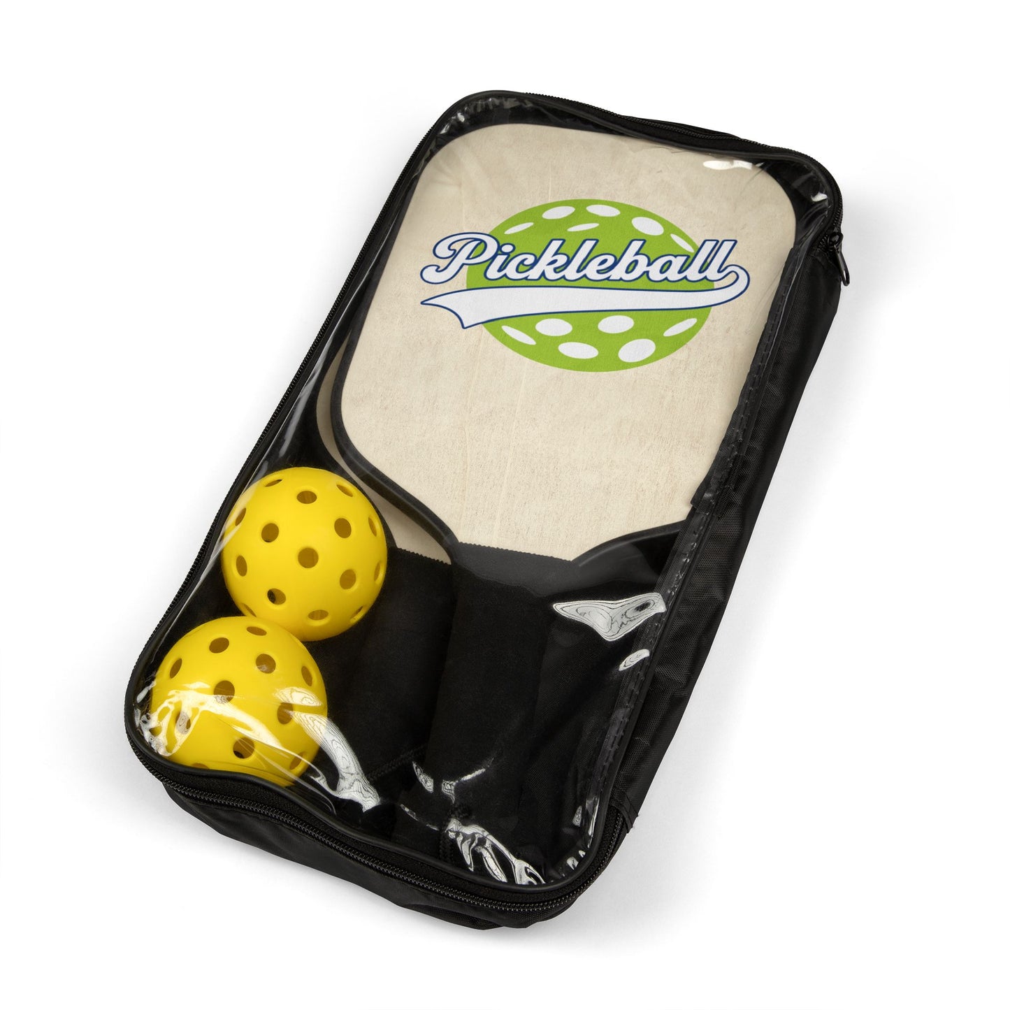 Pickleball Paddle Set with Balls – Retro Green Pickleball Logo Kit