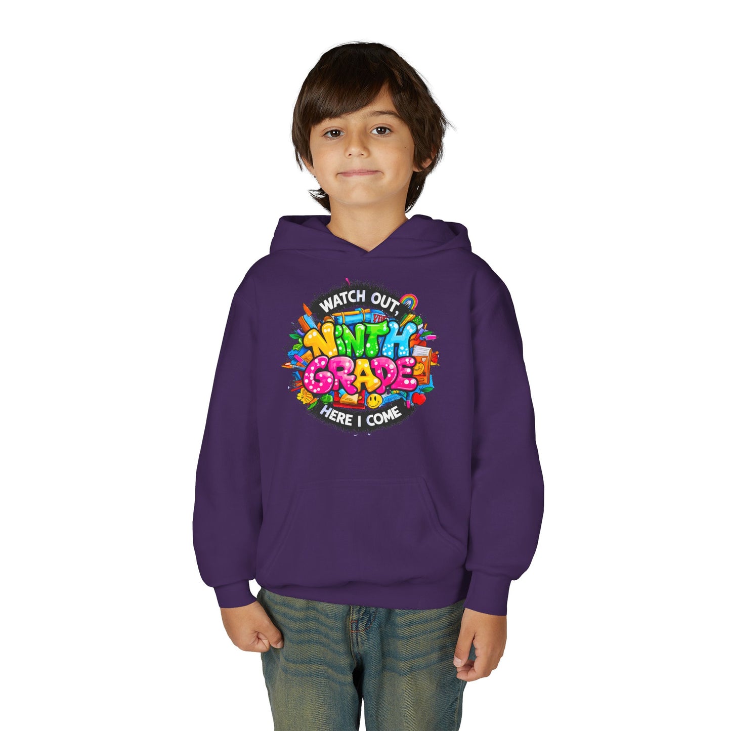 Kids' 4th Grade Hoodie – "Watch Out 4th Grade Here I Come" Colorful Back-to-School Sweatshirt