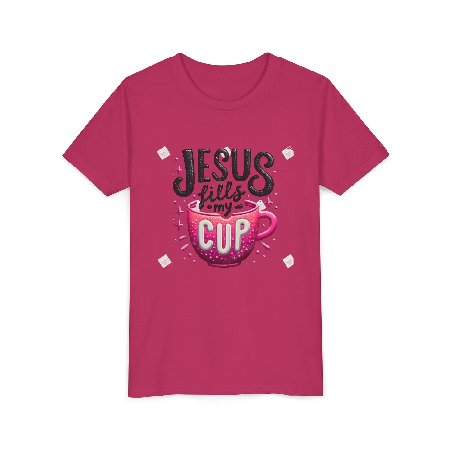 Jesus Fills My Cup Youth Tee — Christian Faith Kids Shirt