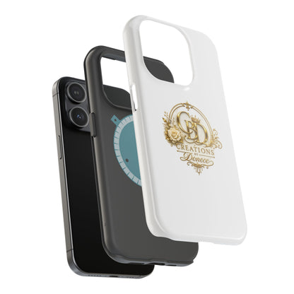 Magnetic Impact-Resistant Phone Case — Gold Floral Crest Logo