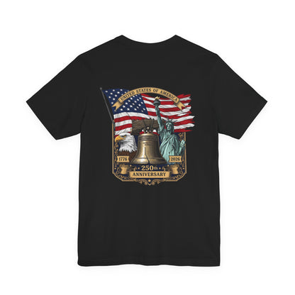 Liberty 250th Anniversary T-Shirt — American Flag, Liberty Bell & Statue of Liberty Tee