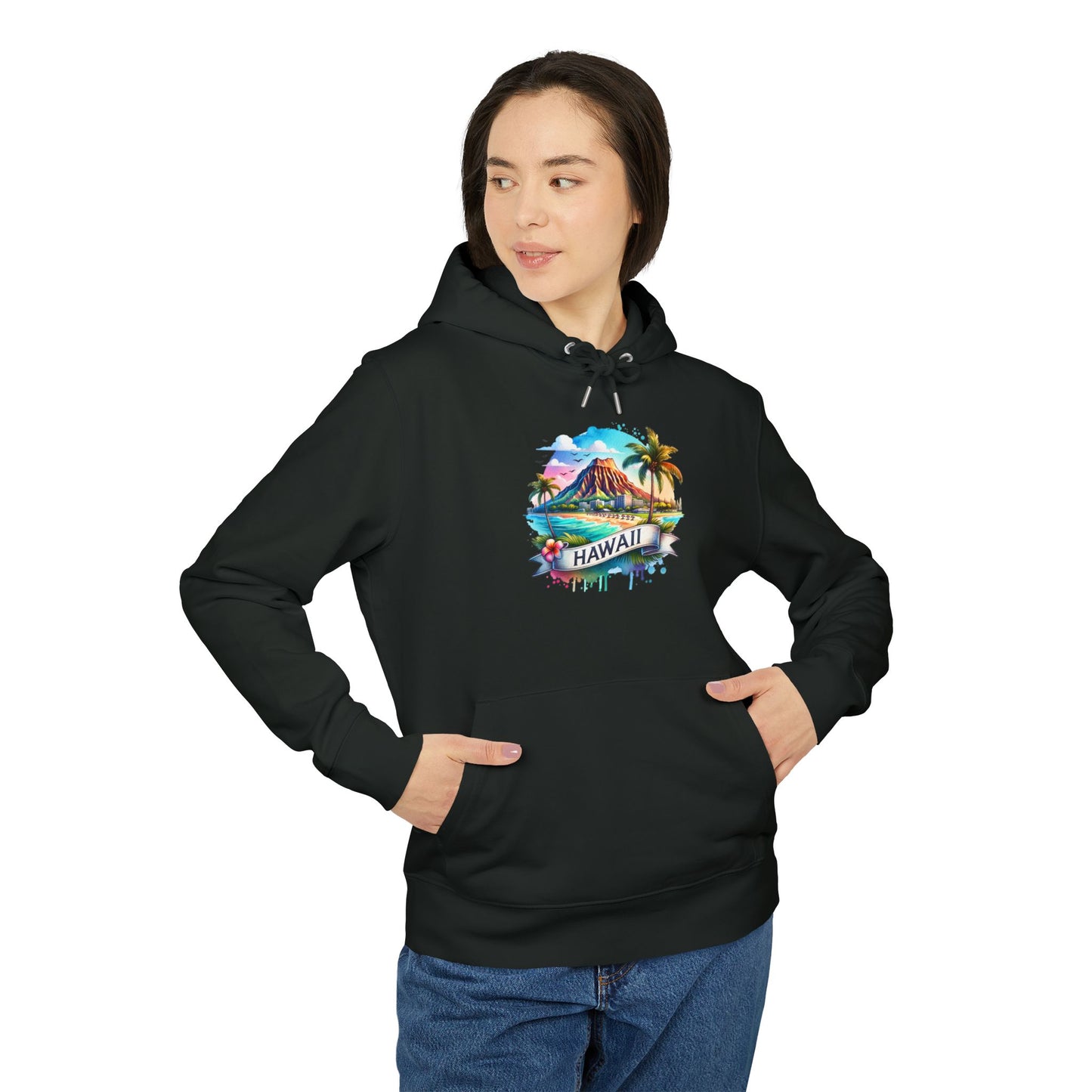 Hawaii Watercolor Hoodie — Tropical Island Palm Beach Pullover