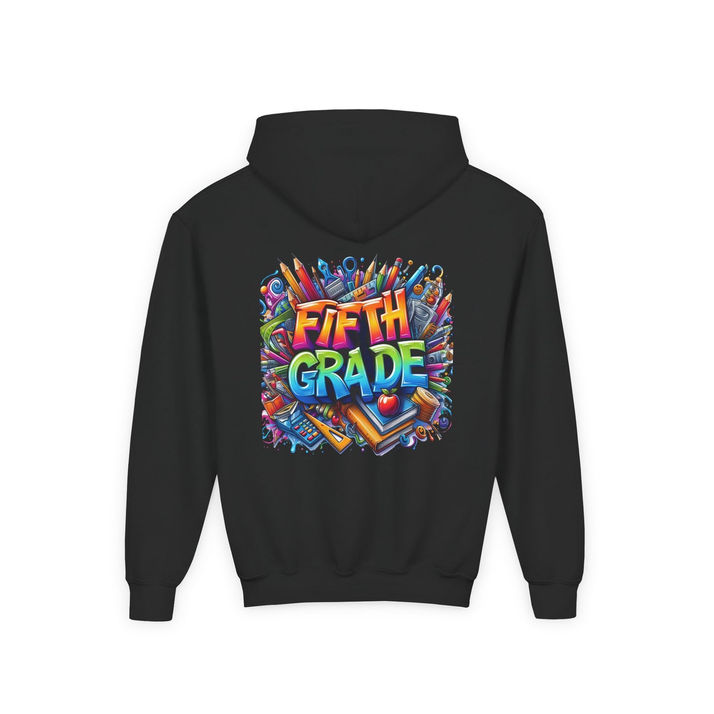 Fifth Grade Kids Hoodie - Colorful School Supplies Back-to-School Sweatshirt