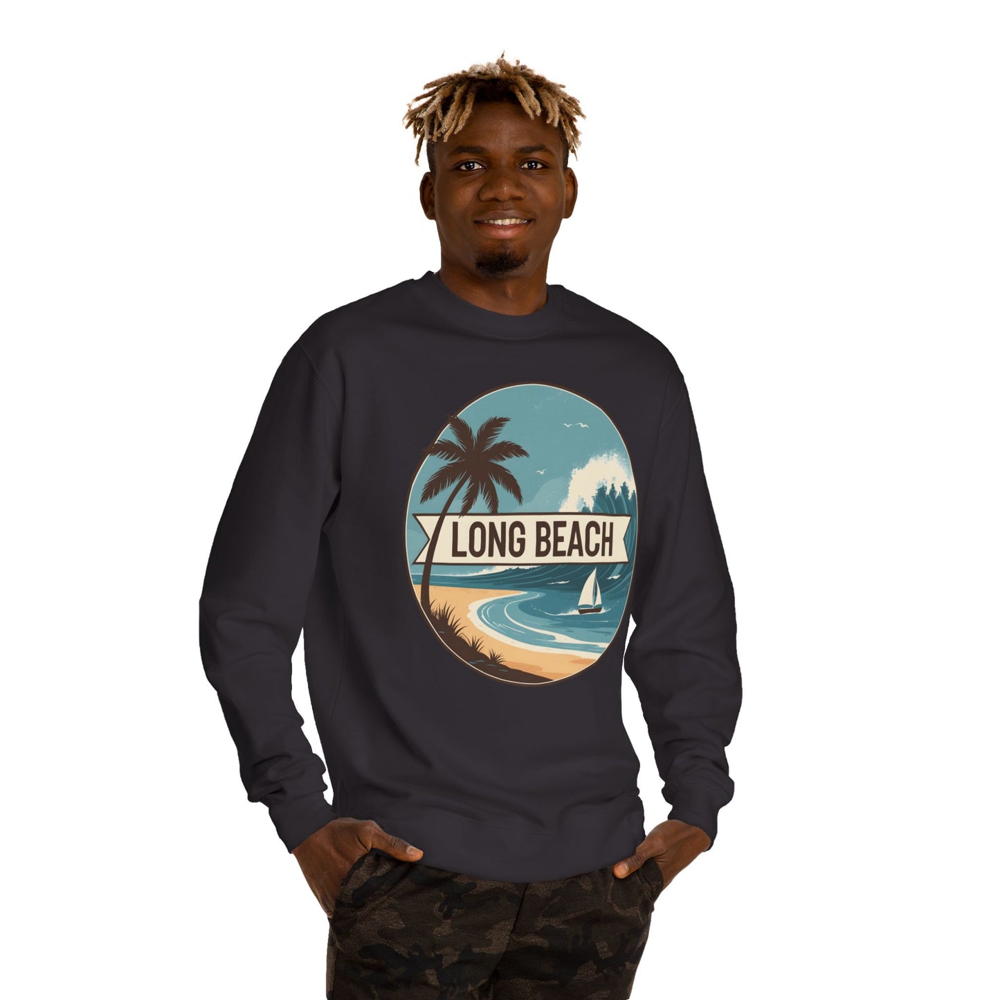 Long Beach Vintage Beach Scene Sweatshirt
