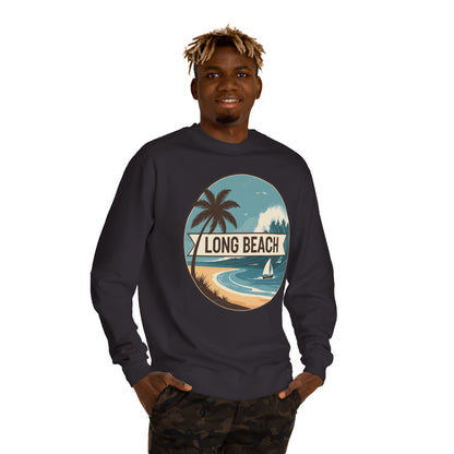 Long Beach Vintage Beach Scene Sweatshirt