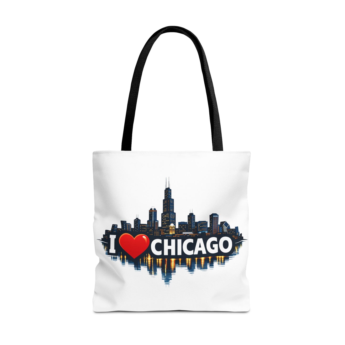 I  Chicago Skyline Tote Bag — Cityscape Reversible All-Over Print Tote