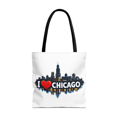 I  Chicago Skyline Tote Bag — Cityscape Reversible All-Over Print Tote