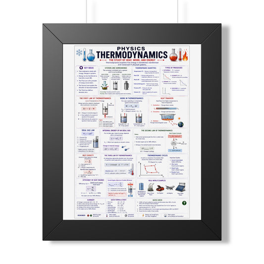Thermodynamics Poster (Framed) — Physics Study Guide Wall Art