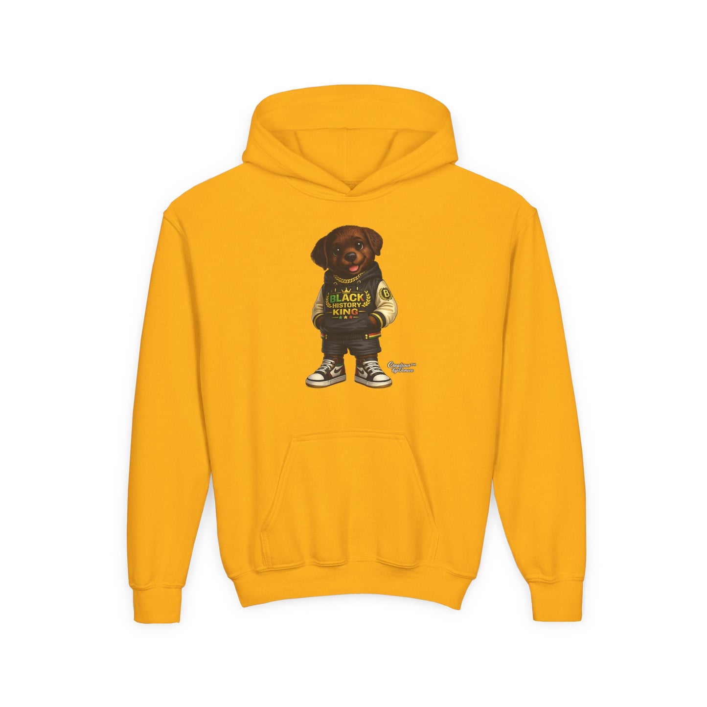 Youth Hoodie — 'Black History Kid' Puppy Graphic Sweatshirt