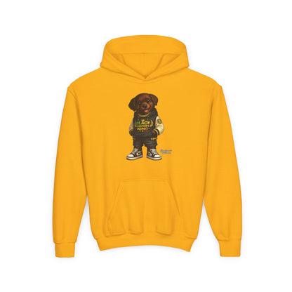 Youth Hoodie — 'Black History Kid' Puppy Graphic Sweatshirt