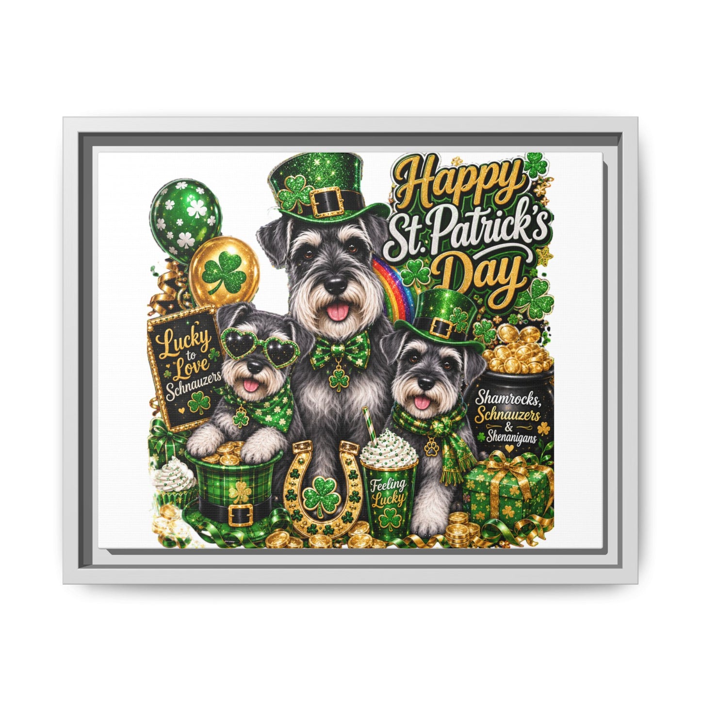 Happy St. Patrick's Day Schnauzer Canvas Print
