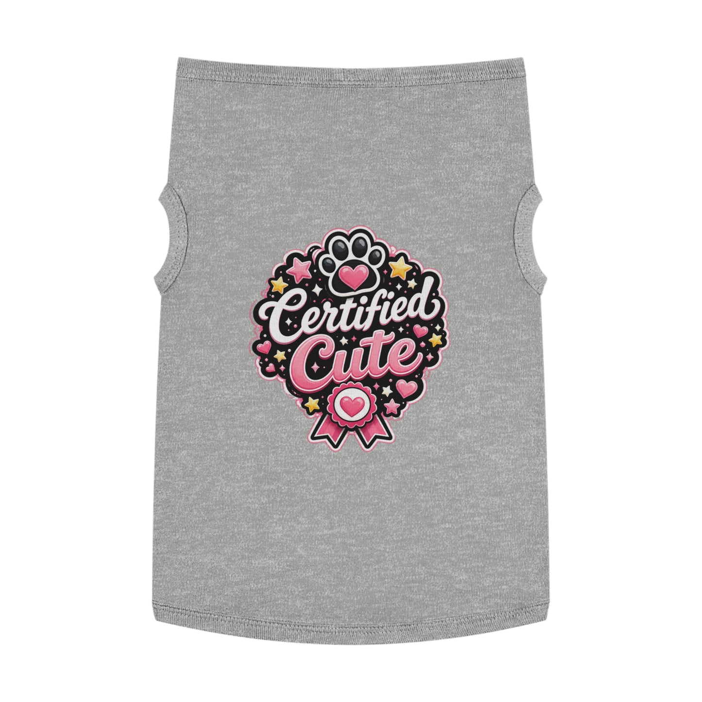 Certified Cute Pet Tank Top — Pink Paw Ribbon Dog Shirt