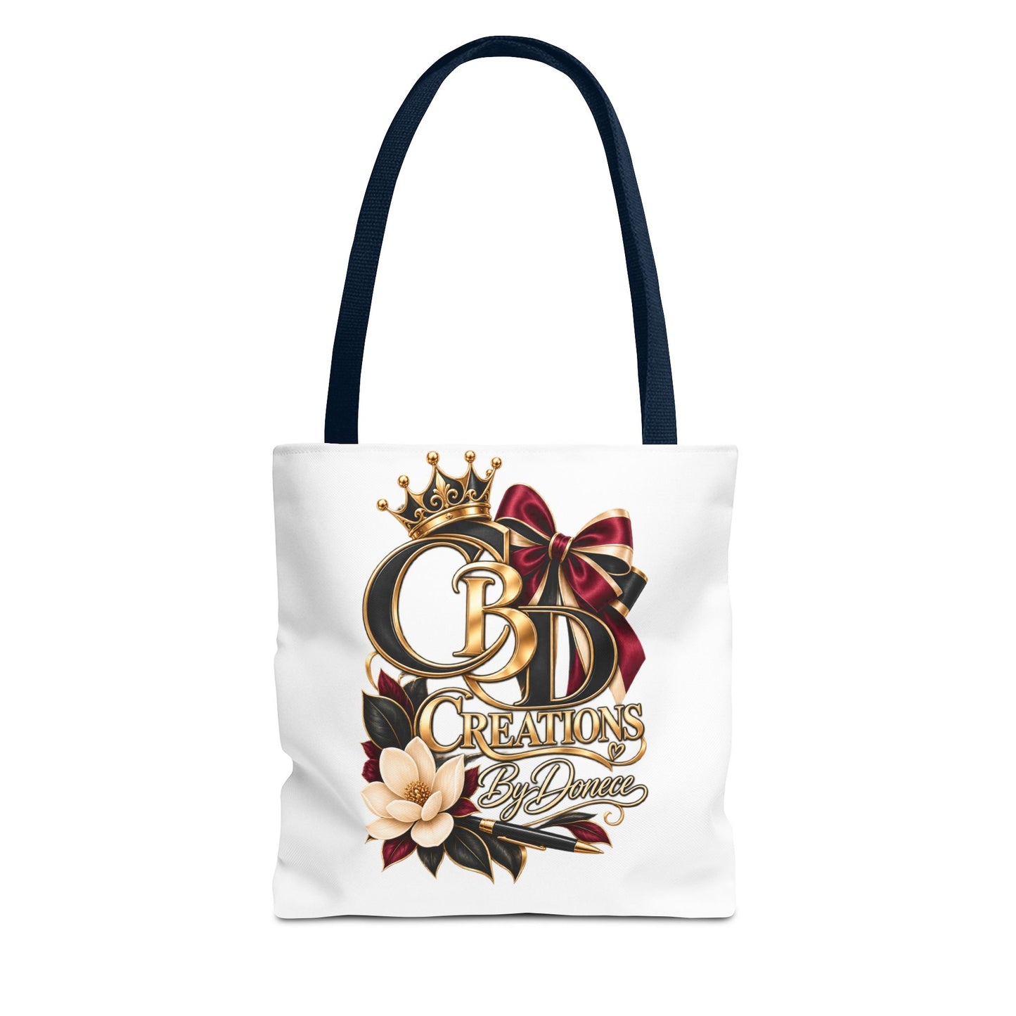 Logo Tote Bag — Elegant Crown & Bow Monogram Tote