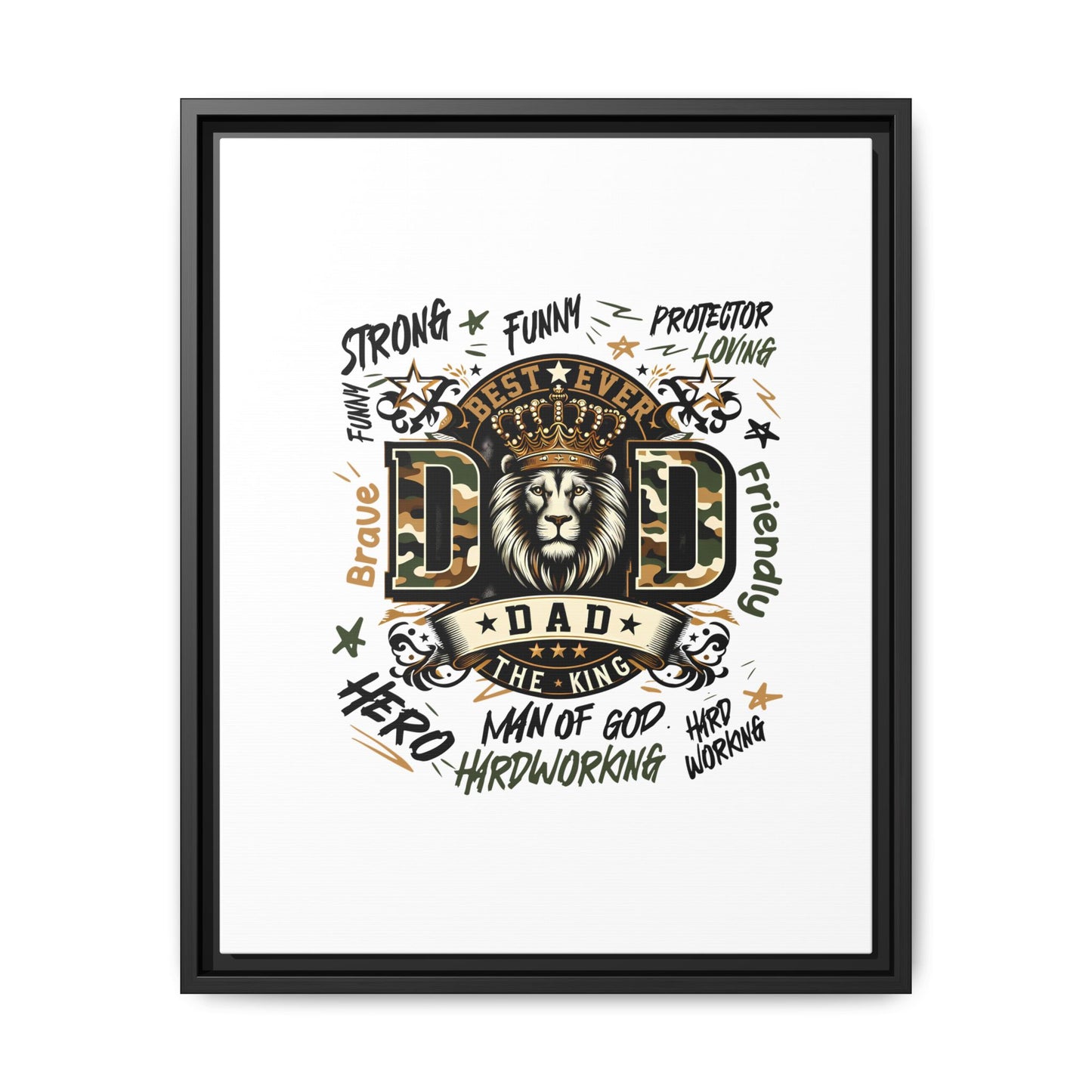 Framed Matte Canvas 'Best Ever DAD' Wall Art – Lion King Design, Father’s Day Gift
