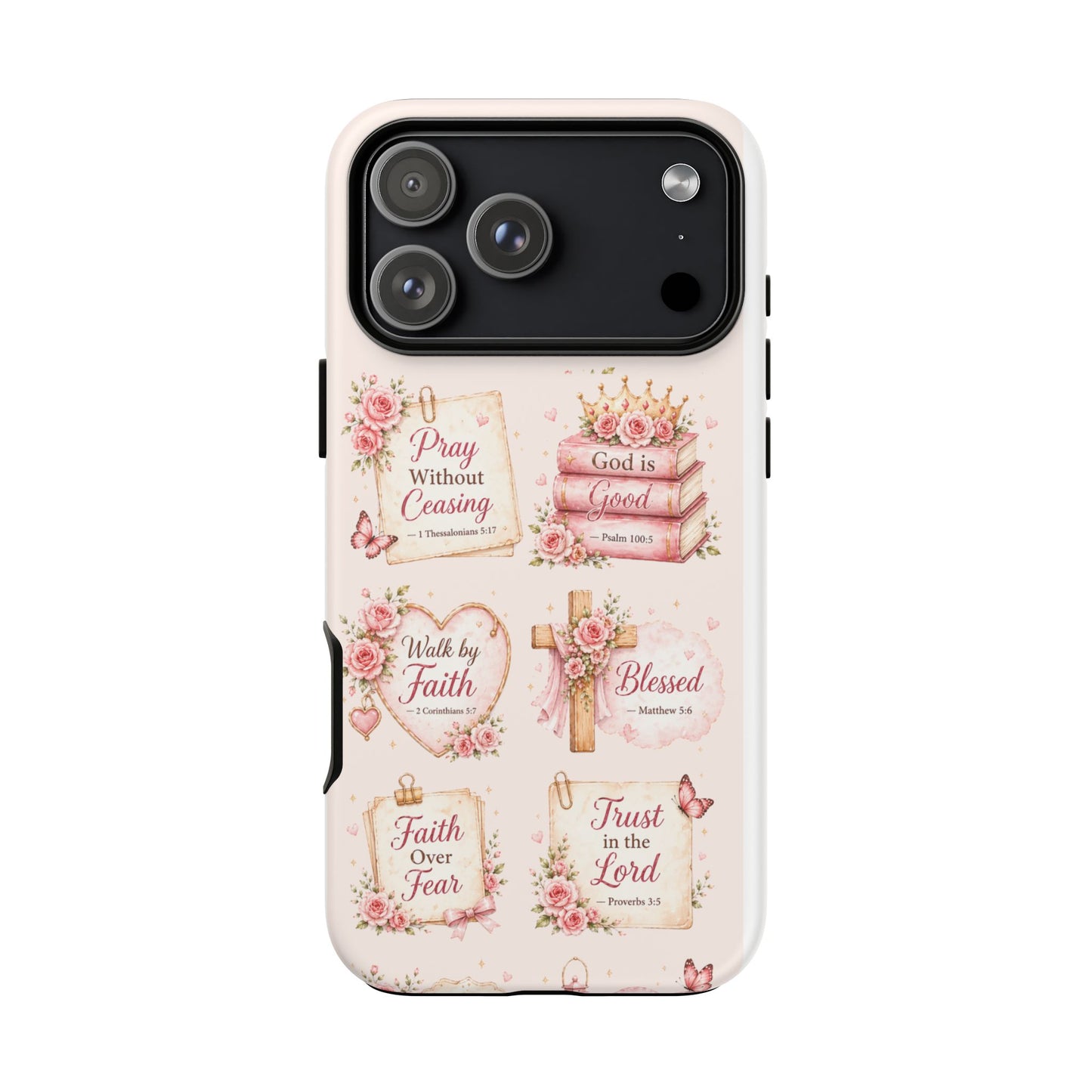 Christian Floral Phone Case — "Pray Without Ceasing" Faith Cross Design