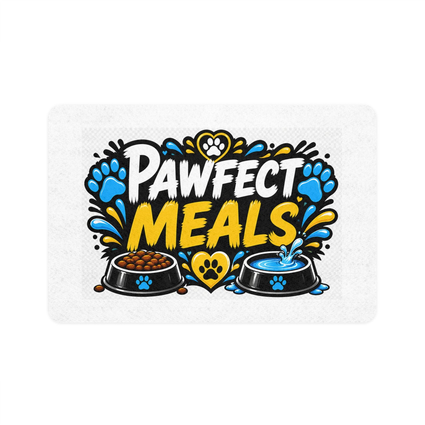 Pet Food Mat — "Pawfect Meals" Non-Slip Feeding Mat (12x18)