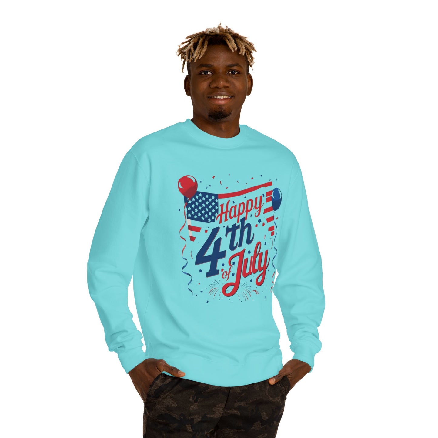Happy 4th of July Crewneck Sweatshirt — Patriotic American Flag Design