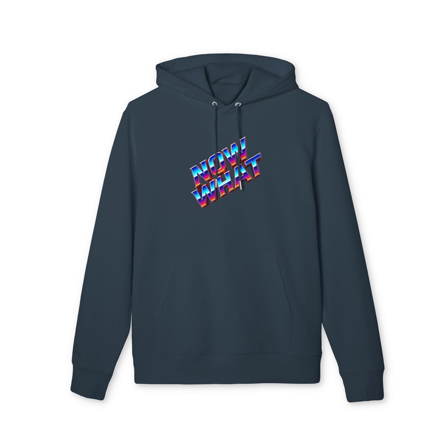 Now What Hoodie — Retro 3D Text Graphic Pullover