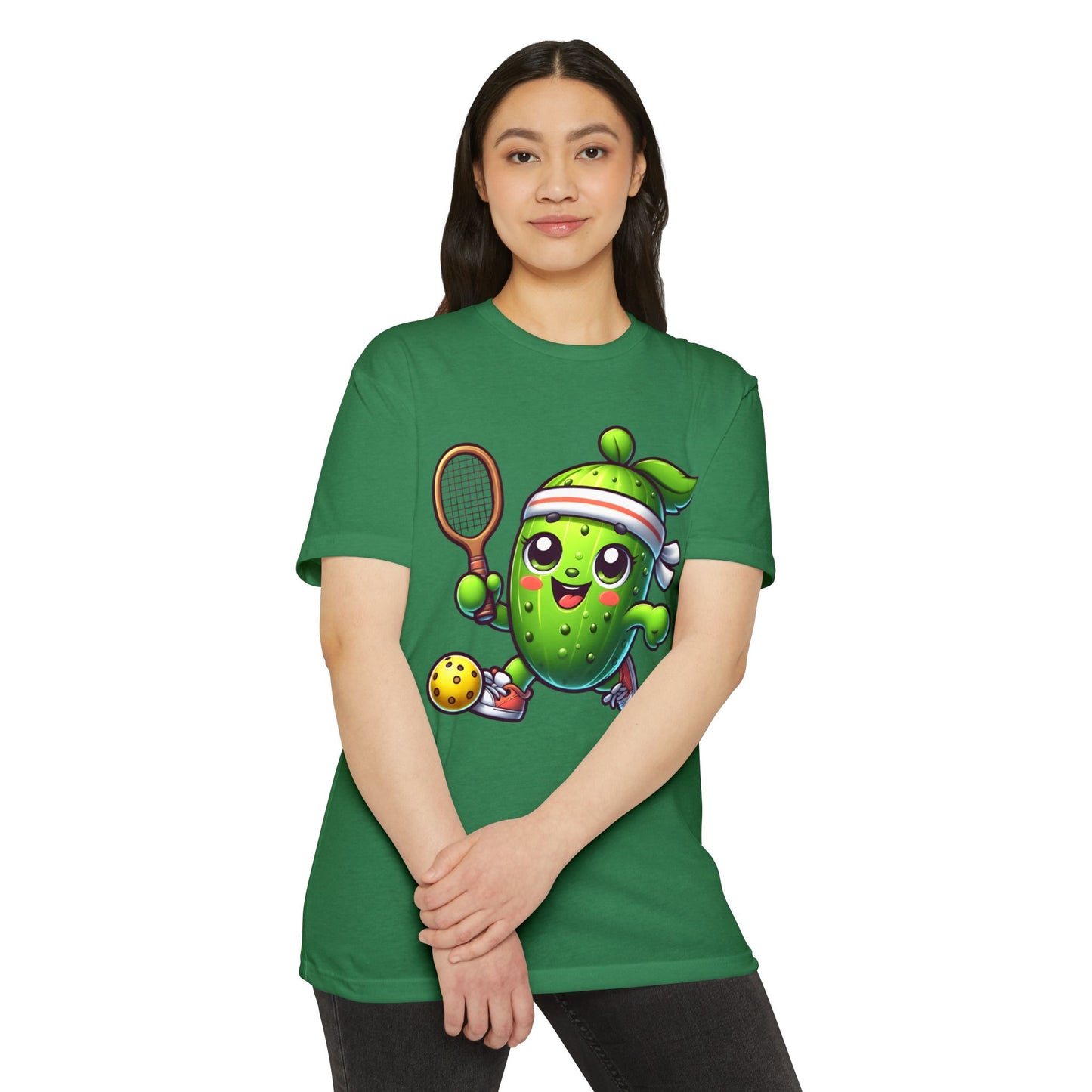 Pickle Tennis Player T-Shirt — Cute Pickle Playing Pickleball Graphic Tee