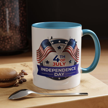 4th of July Independence Day Coffee Mug - Patriotic American Flag Accent