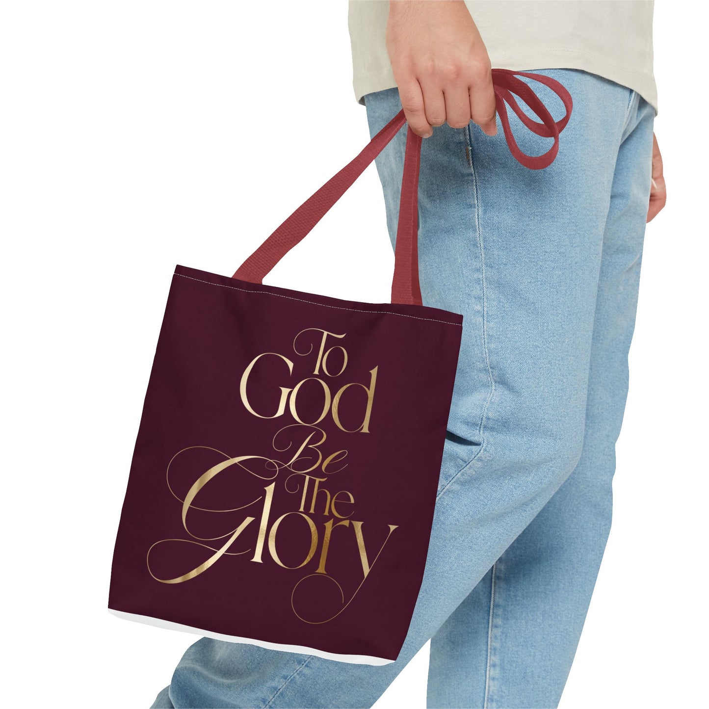 To God Be The Glory Burgundy Tote Bag — Inspirational Christian Scripture Tote
