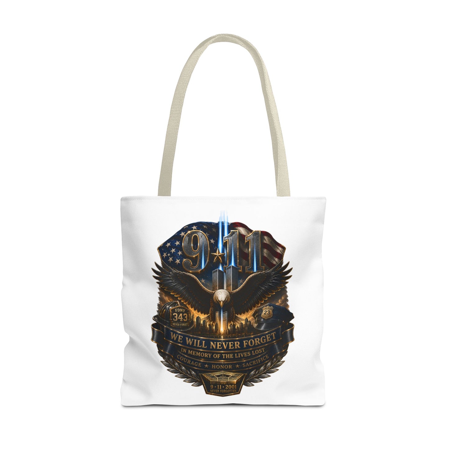 9/11 Memorial Eagle Tote Bag – Never Forget Tribute Tote