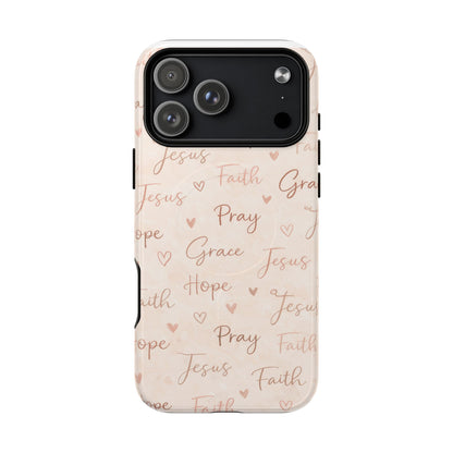 Christian Words Tough Magnetic Phone Case — Hope Pray Grace Jesus Faith
